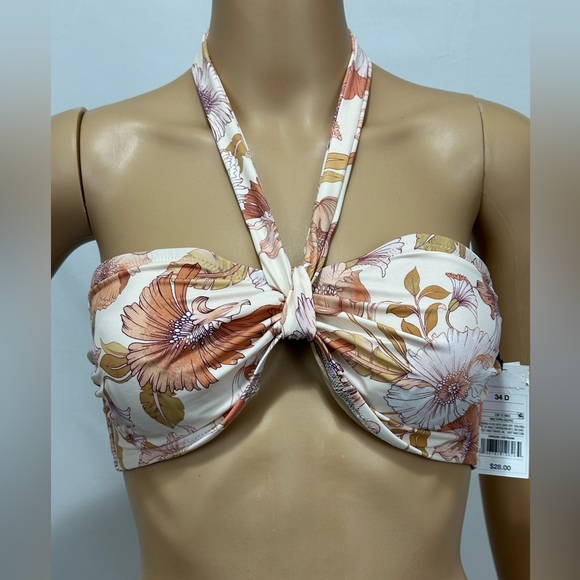 Shade & Shore Cream Floral Convertible Halter Bandeau Bikini Top 34D & 3… - Picture 5 of 10